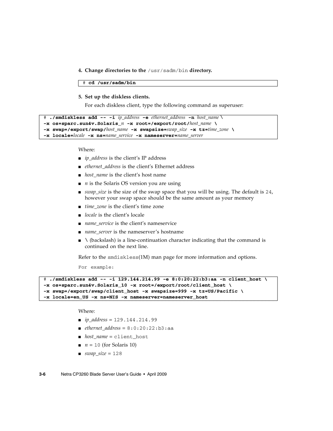 Sun Microsystems CP3260 manual Change directories to the /usr/sadm/bin directory 