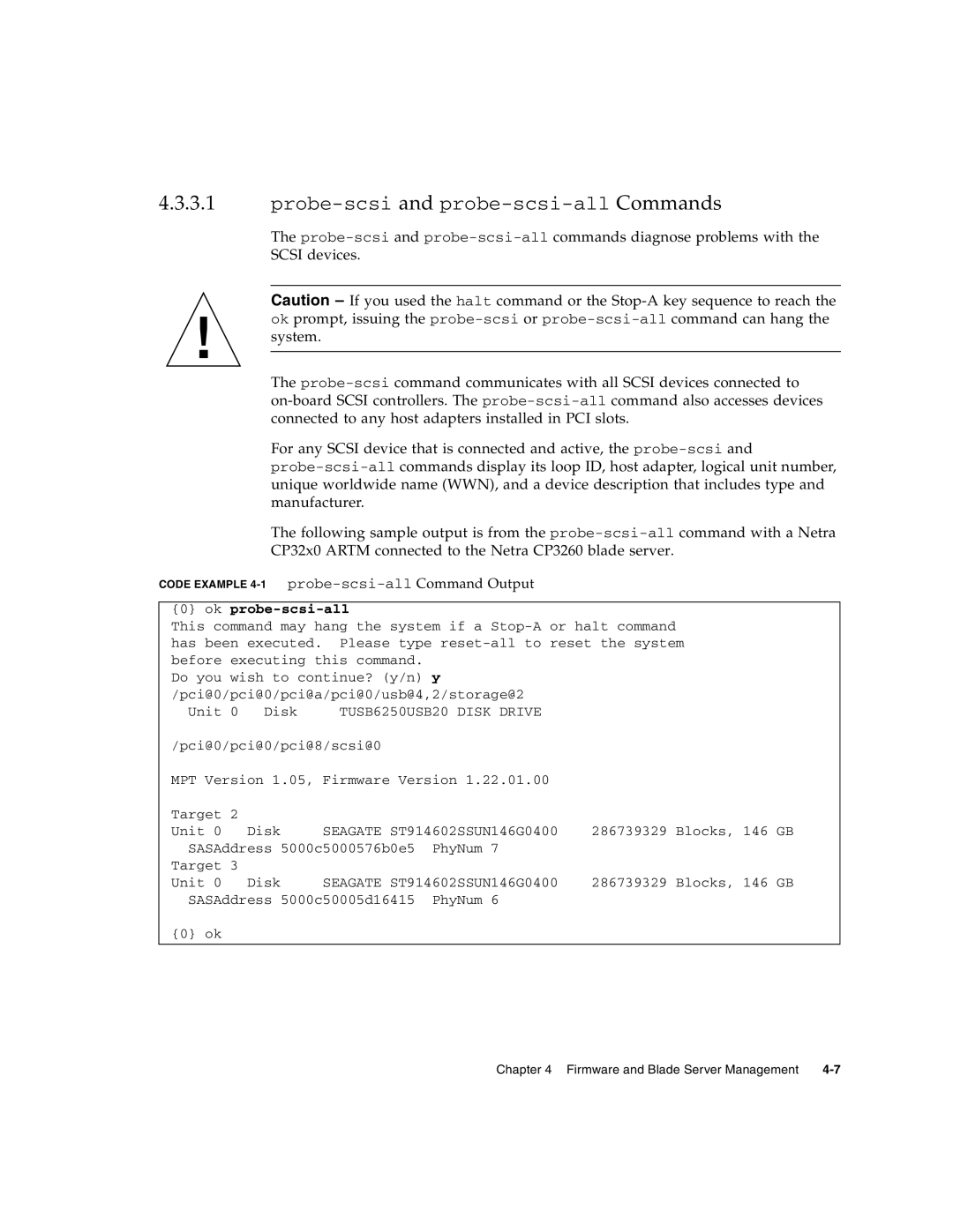 Sun Microsystems CP3260 manual Probe-scsi and probe-scsi-all Commands 