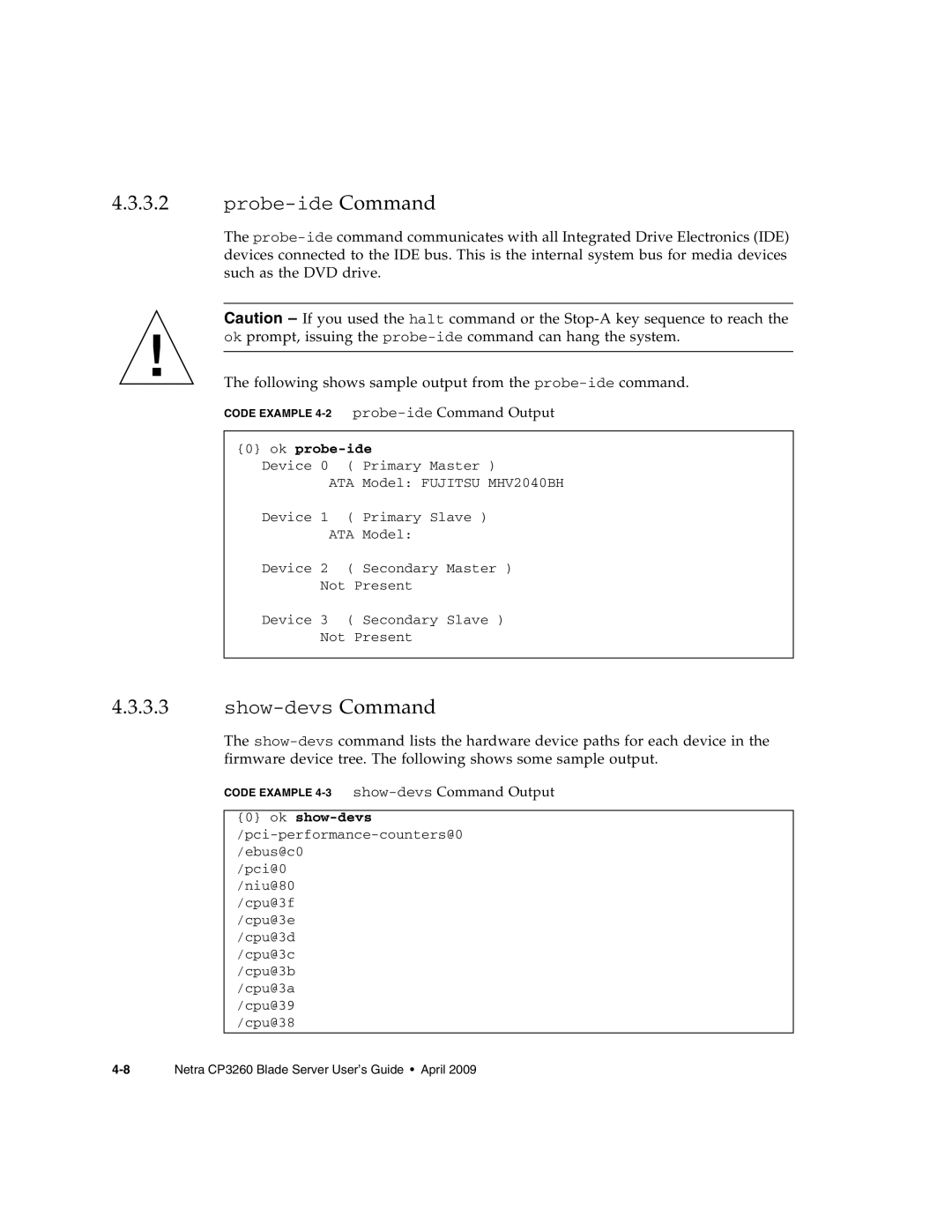 Sun Microsystems CP3260 manual Probe-ide Command 