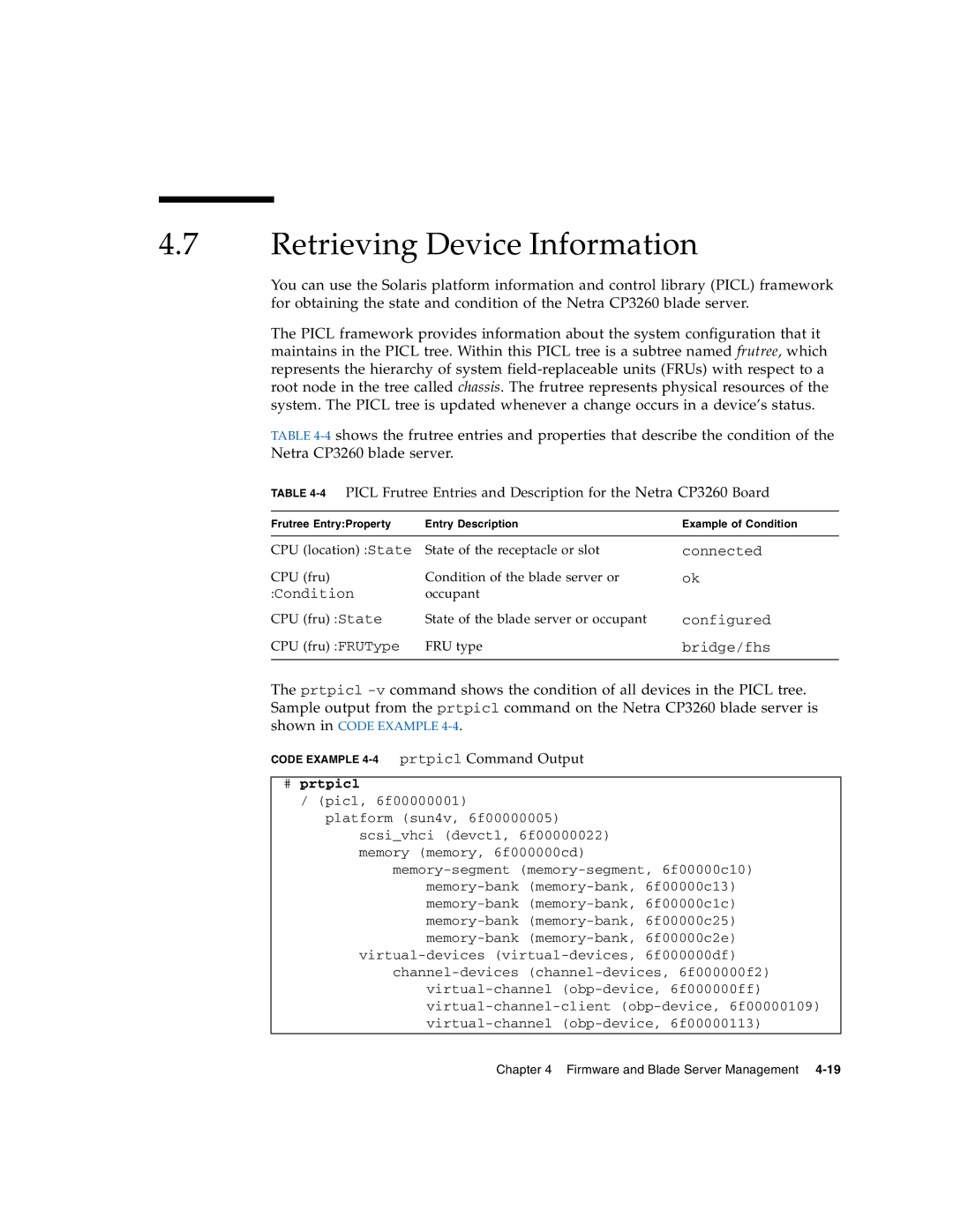 Sun Microsystems CP3260 manual Retrieving Device Information, Connected ok Configured bridge/fhs 