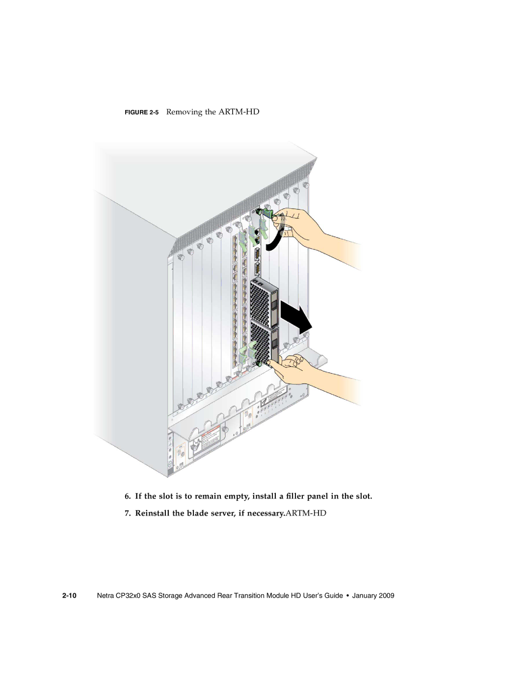 Sun Microsystems CP32x0 manual 5Removing the ARTM-HD 