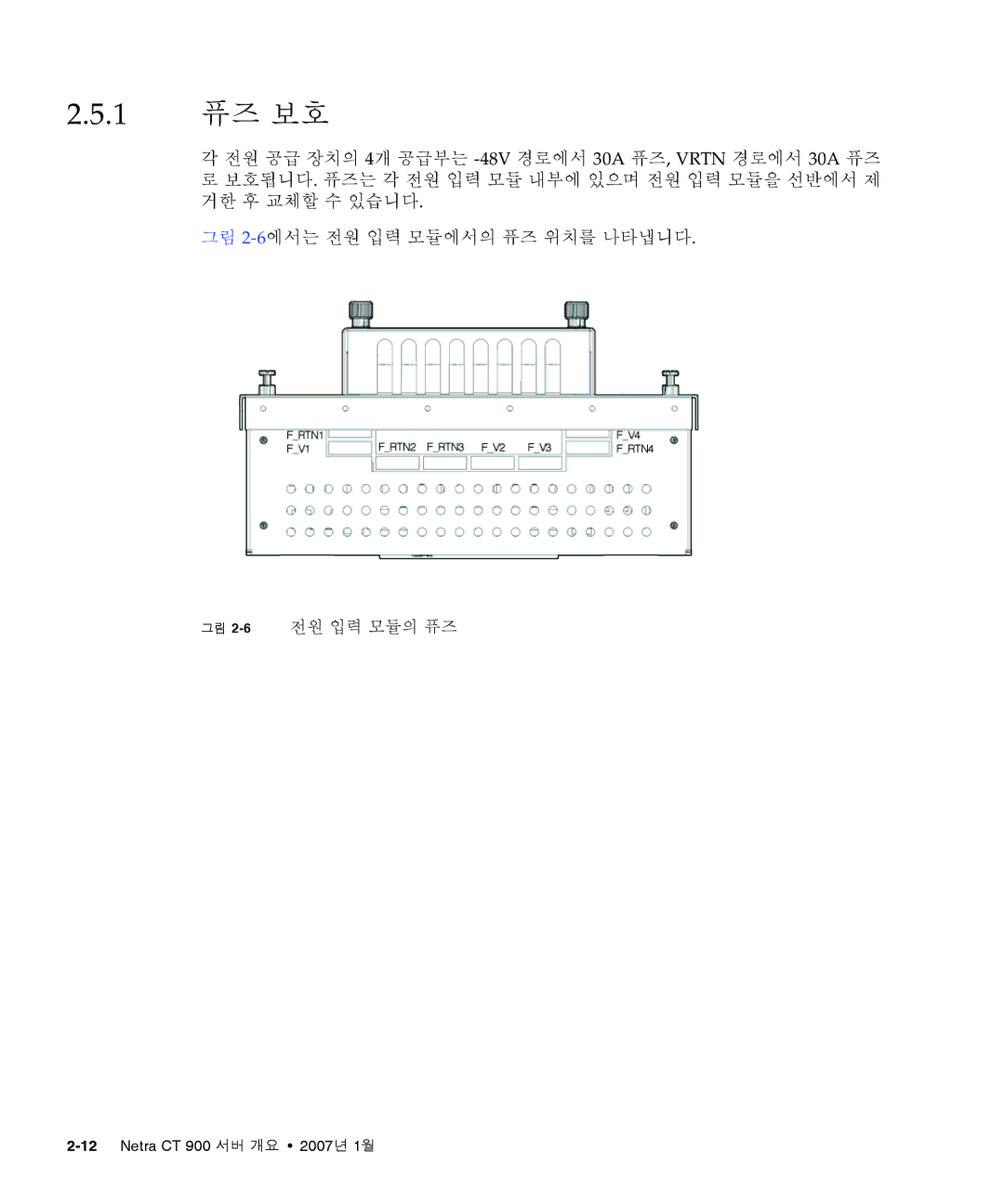 Sun Microsystems Ct 900 manual 1 퓨즈 보호, 그림 2-6전원 입력 모듈의 퓨즈 