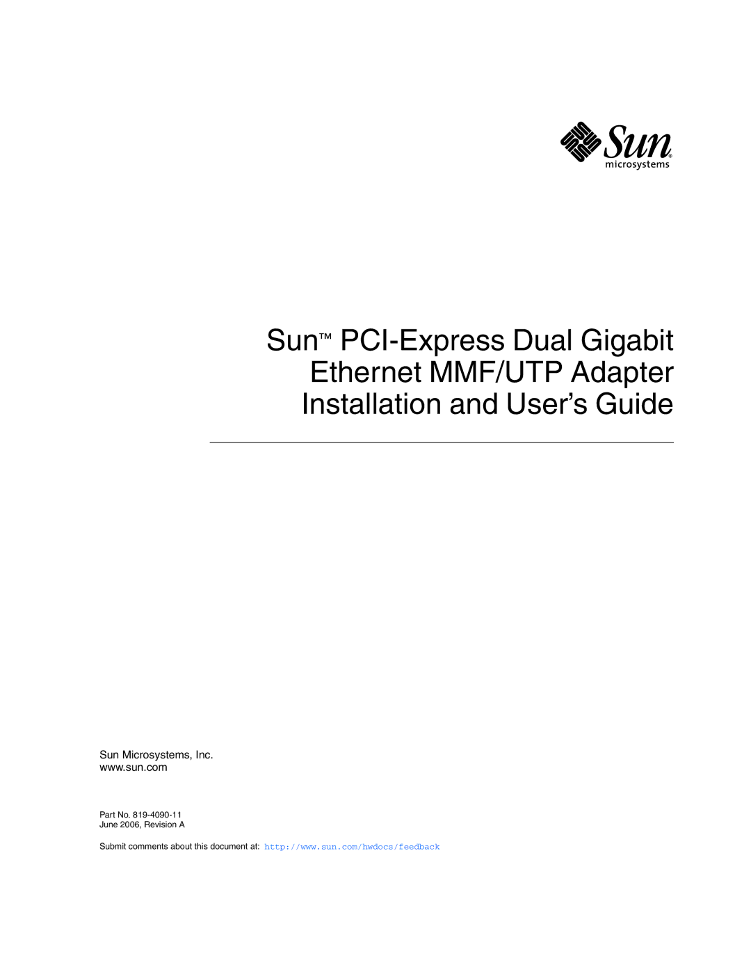 Sun Microsystems Ethernet MMF/UTP Adapter manual Sun Microsystems, Inc 