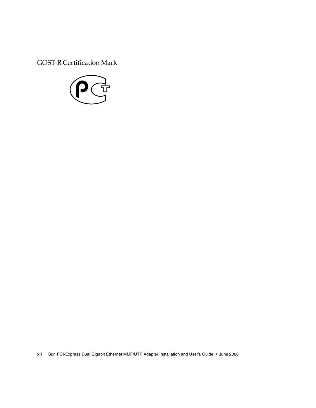 Sun Microsystems Ethernet MMF/UTP Adapter manual GOST-R Certiﬁcation Mark 