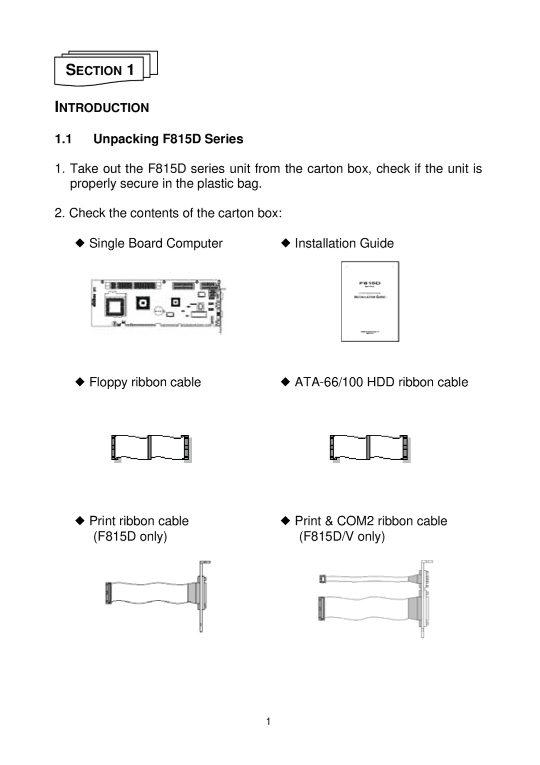 Sun Microsystems F815D/V manual Section Introduction, Unpacking F815D Series 