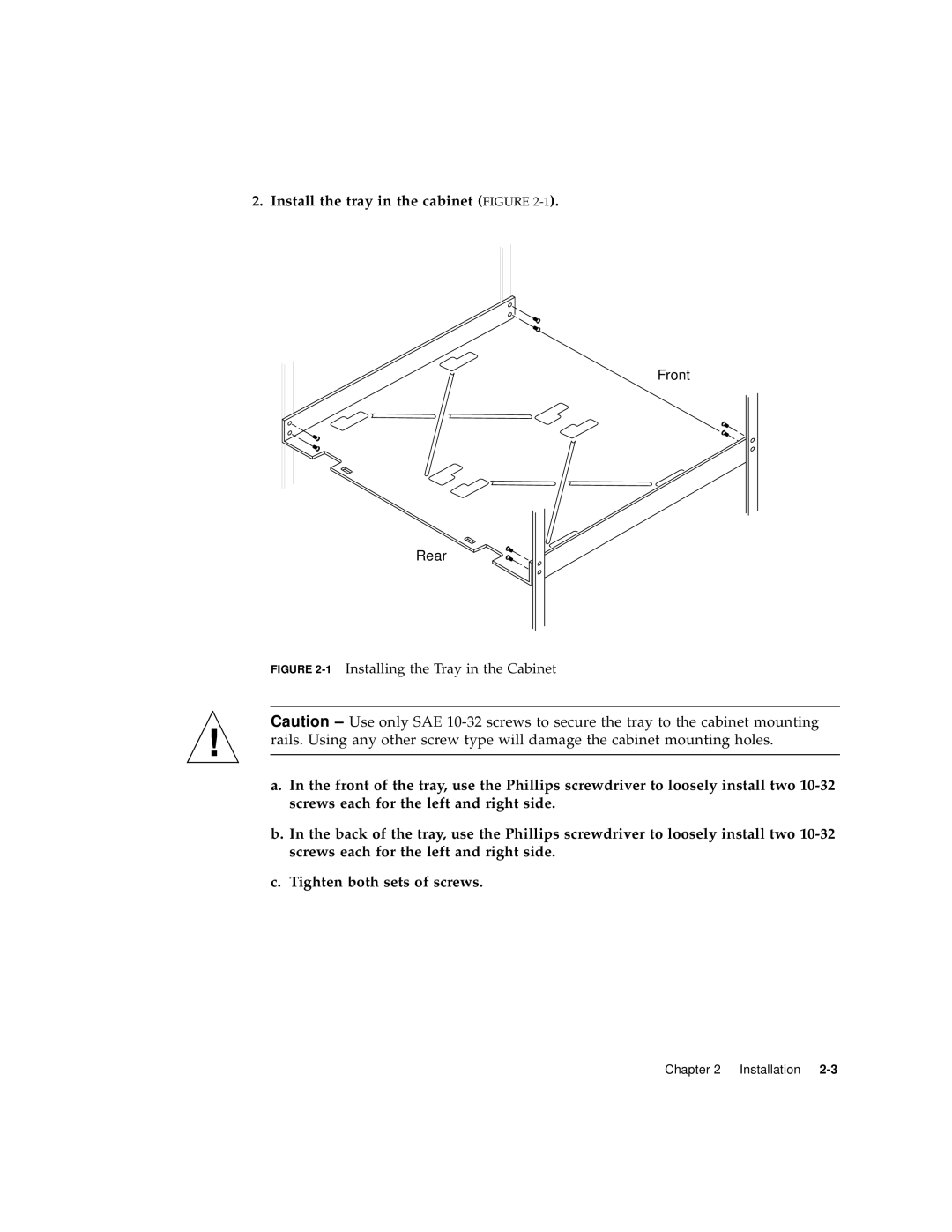 Sun Microsystems FC-100 service manual Install the tray in the cabinet Figure 