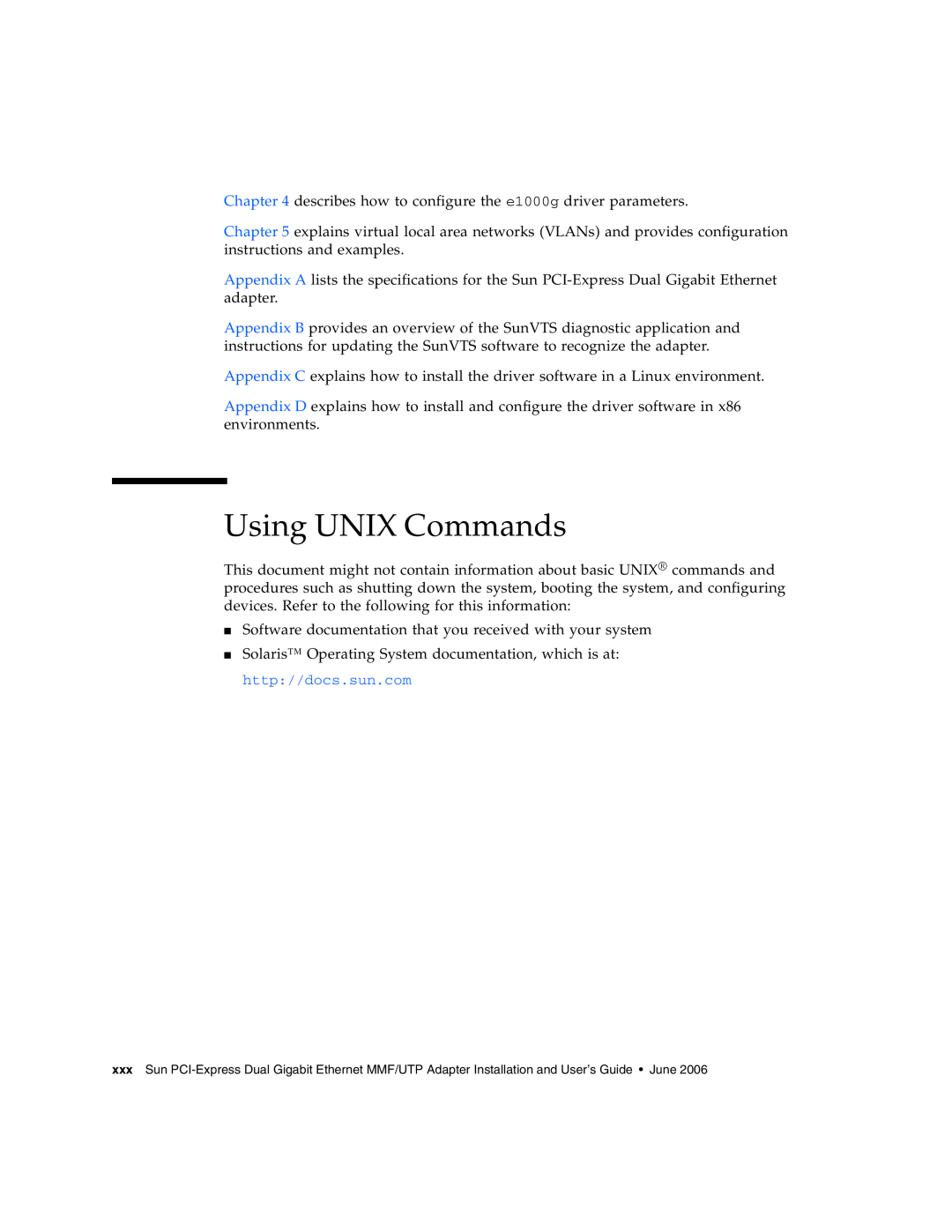Sun Microsystems Gigabit Ethernet MMF/UTP Adapter manual Using UNIX Commands 
