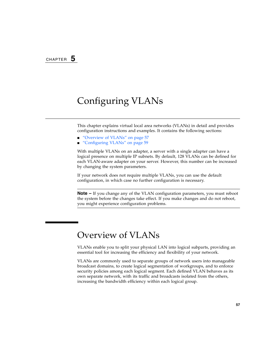 Sun Microsystems Gigabit Ethernet MMF/UTP Adapter manual Configuring VLANs, Overview of VLANs 