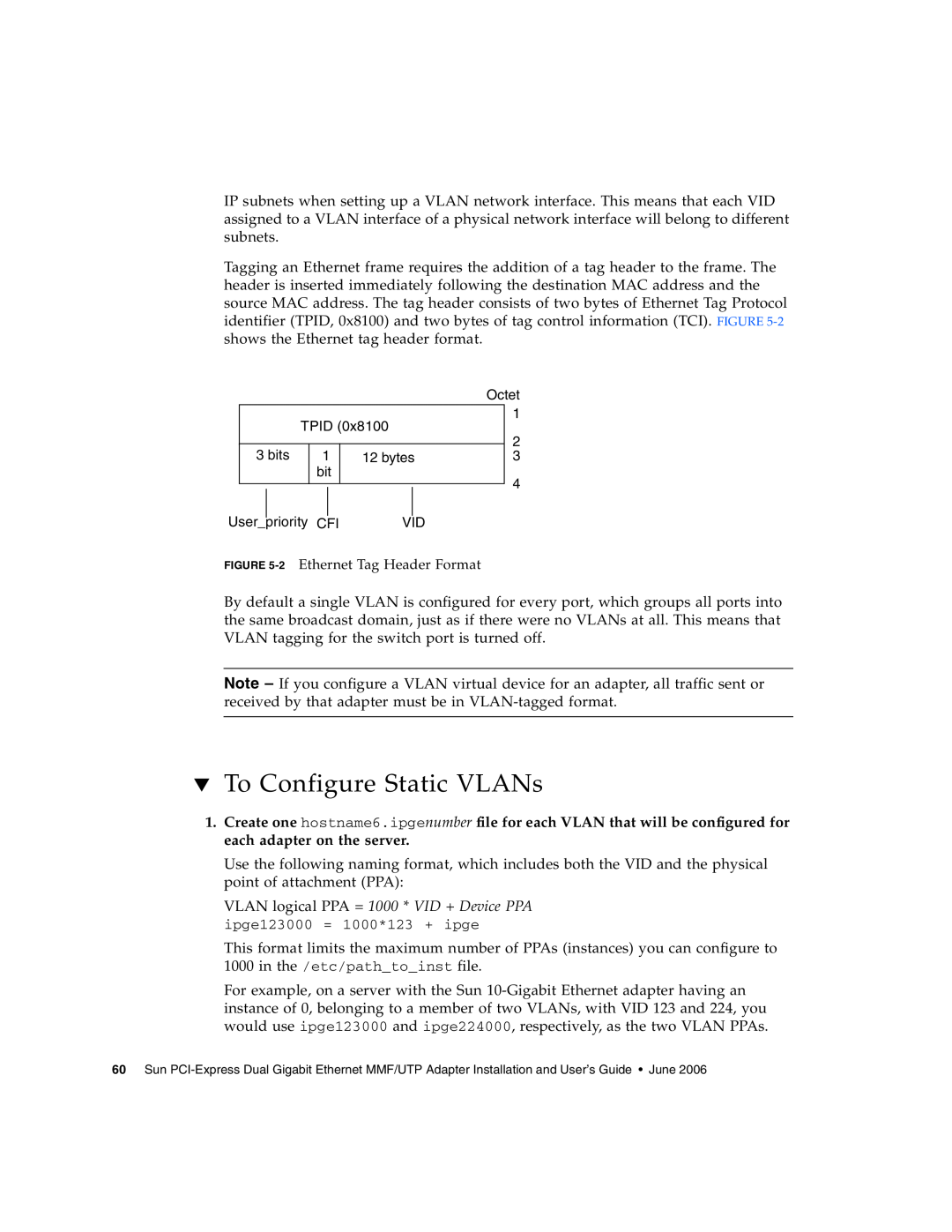 Sun Microsystems Gigabit Ethernet MMF/UTP Adapter manual To Configure Static VLANs 
