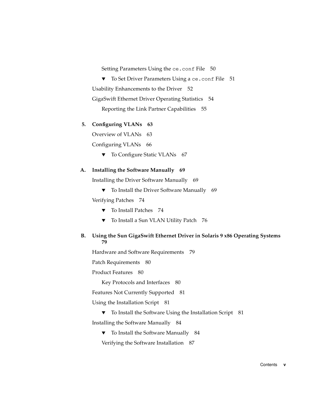 Sun Microsystems GigaSwift Ethernet Adapter manual Configuring VLANs, Installing the Software Manually 