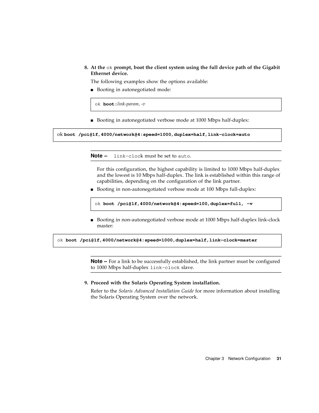 Sun Microsystems GigaSwift Ethernet Adapter manual Proceed with the Solaris Operating System installation 