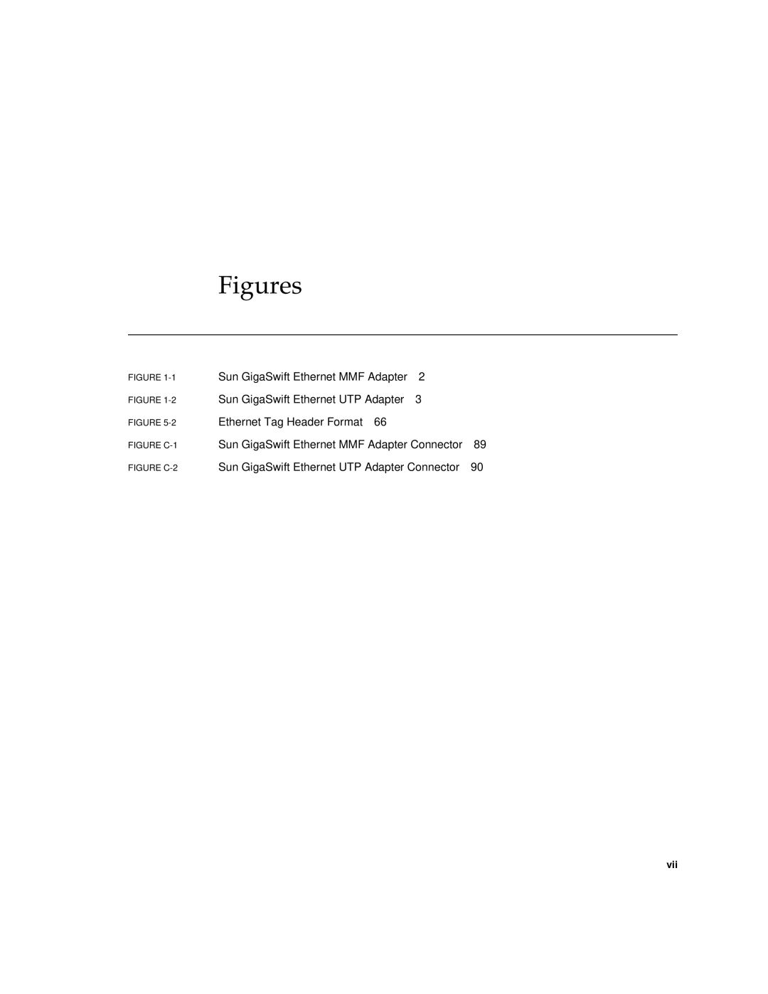 Sun Microsystems GigaSwift Ethernet Adapter manual Figures 