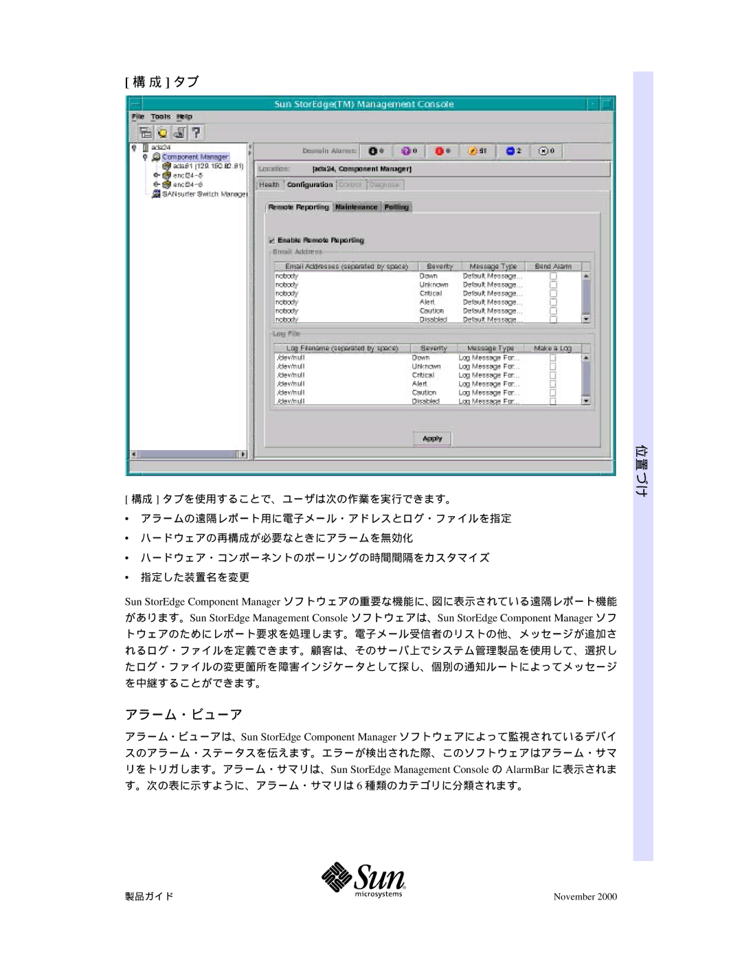 Sun Microsystems ifKfCfh, f\ftfgfEfFfA manual アラーム・ビューア 