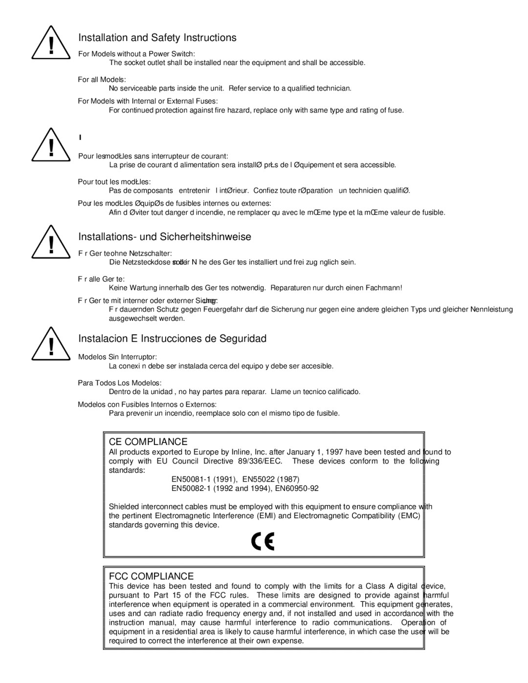 Sun Microsystems IN3264 operation manual Installation and Safety Instructions 