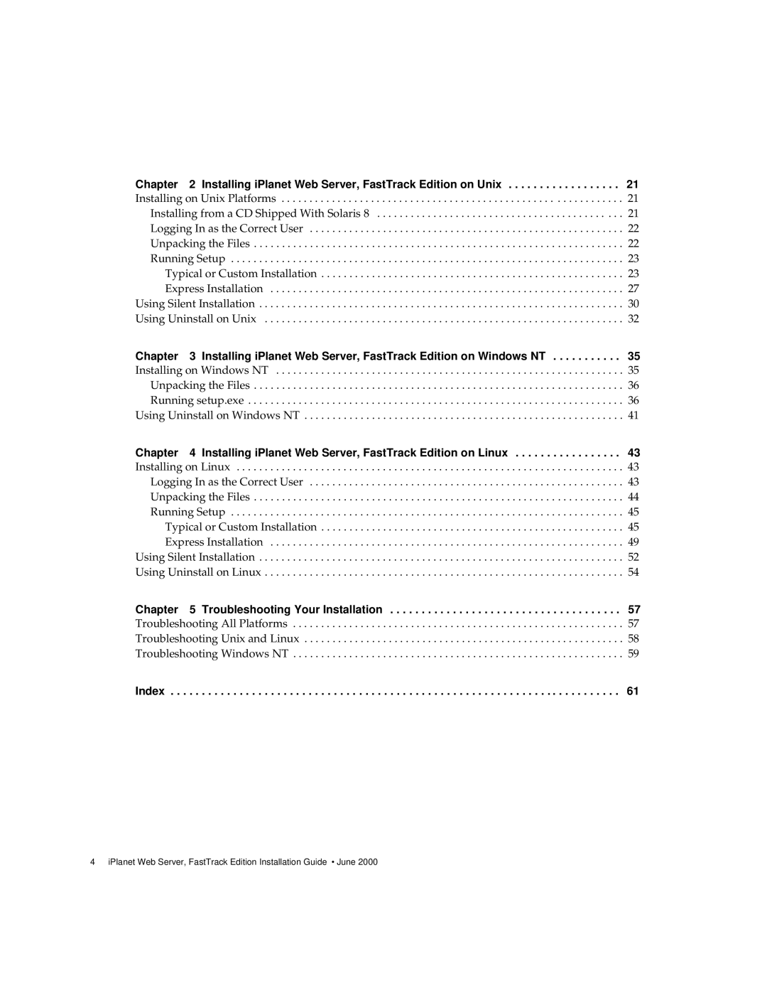 Sun Microsystems iPlanet Web Server manual Chapter Troubleshooting Your Installation 