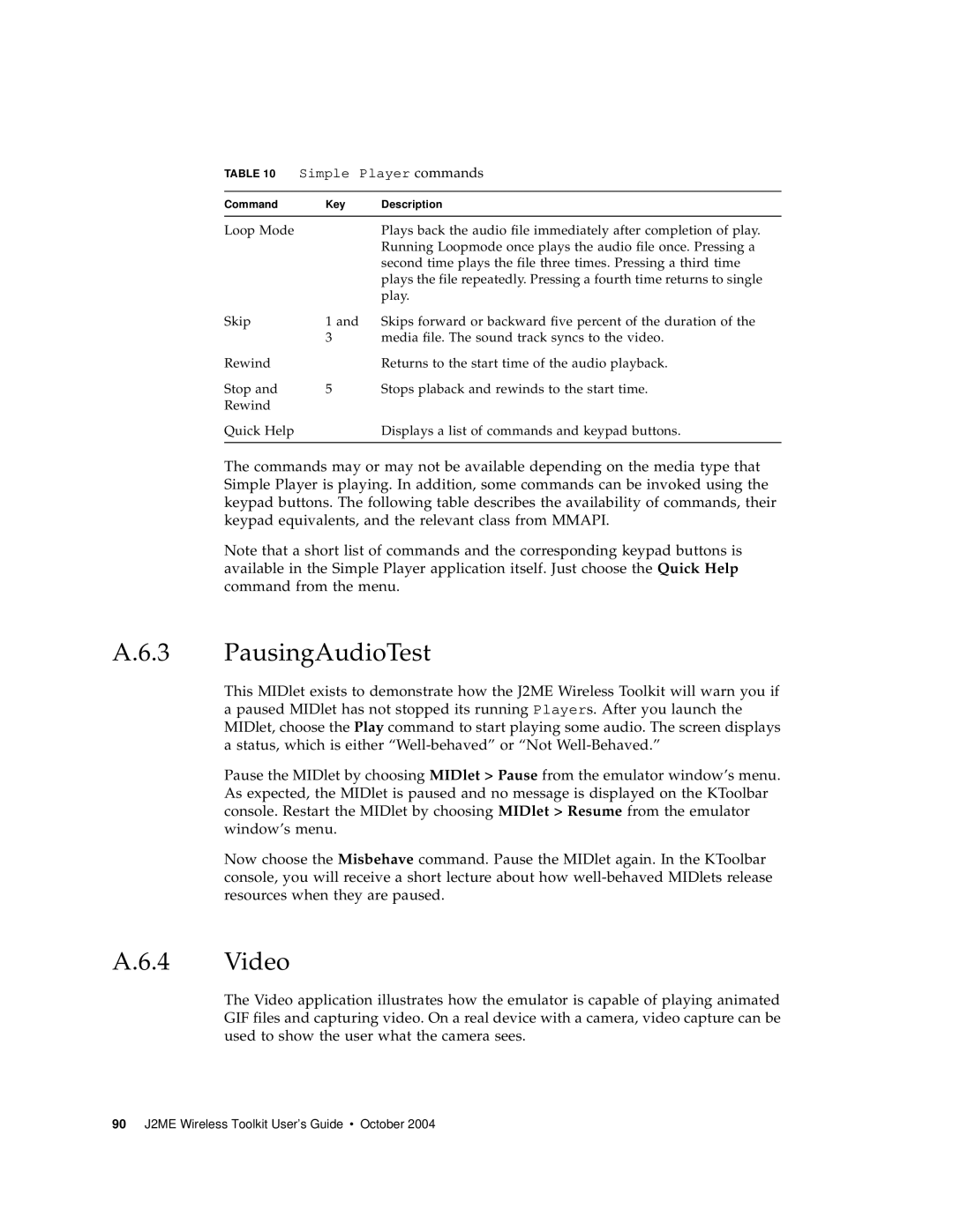 Sun Microsystems J2ME manual PausingAudioTest, Video 