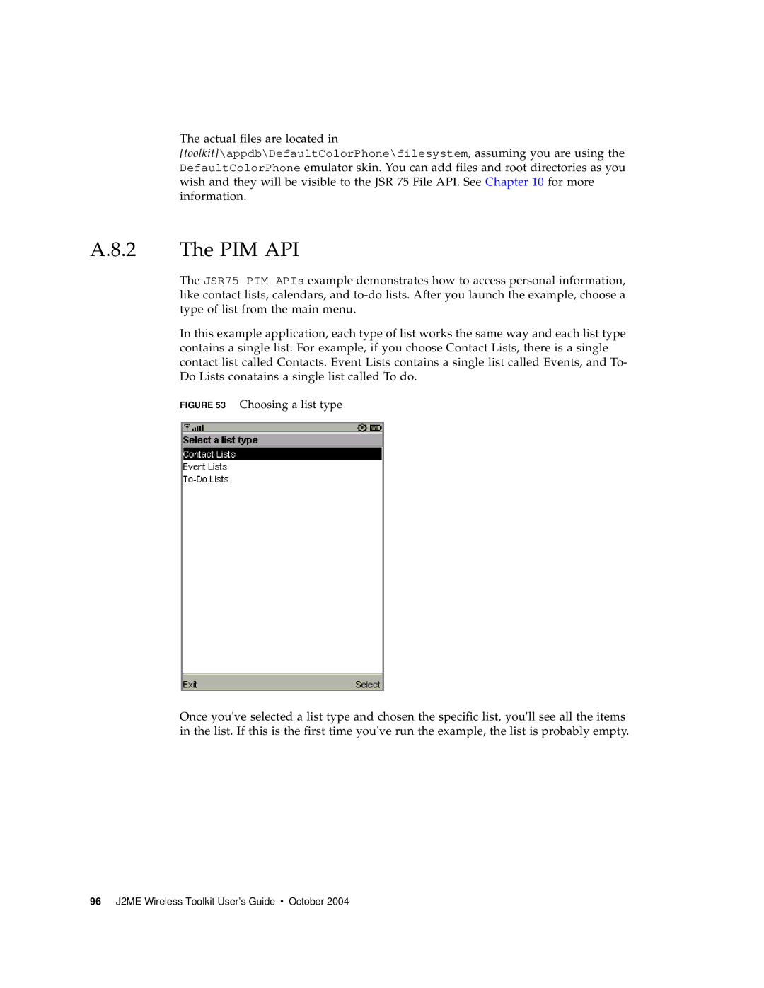 Sun Microsystems J2ME manual Pim Api, Choosing a list type 