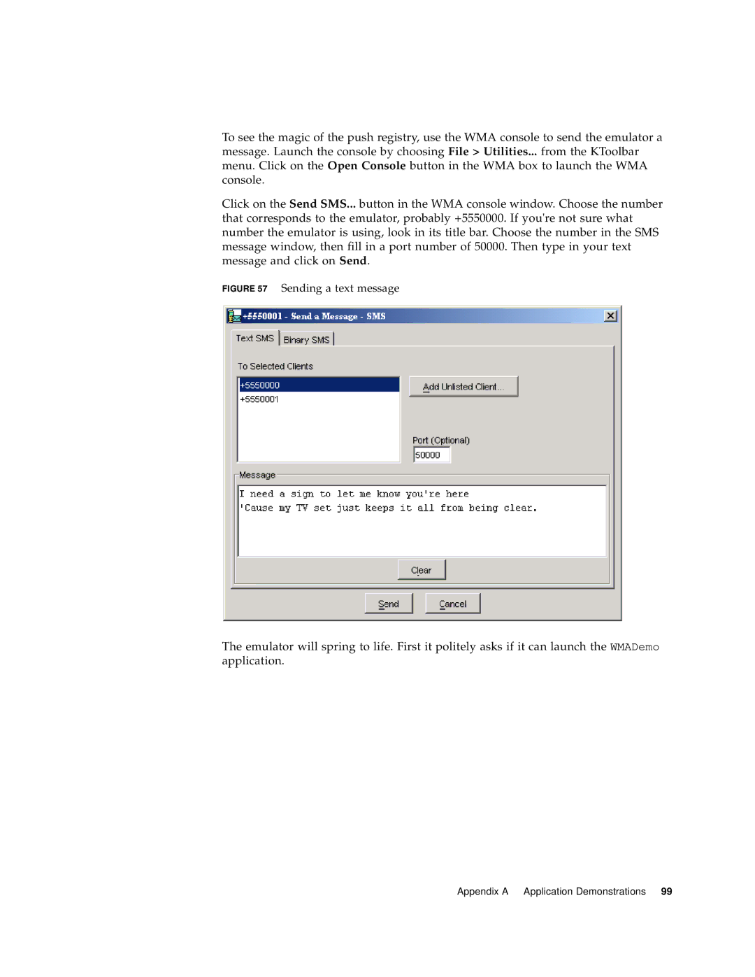 Sun Microsystems J2ME manual Sending a text message 