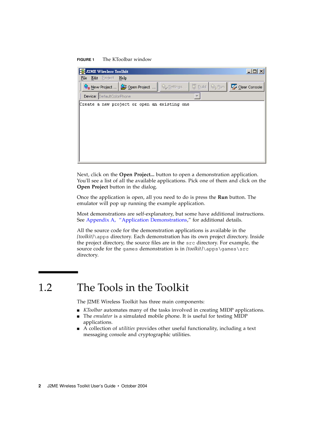 Sun Microsystems J2ME manual Tools in the Toolkit, KToolbar window 