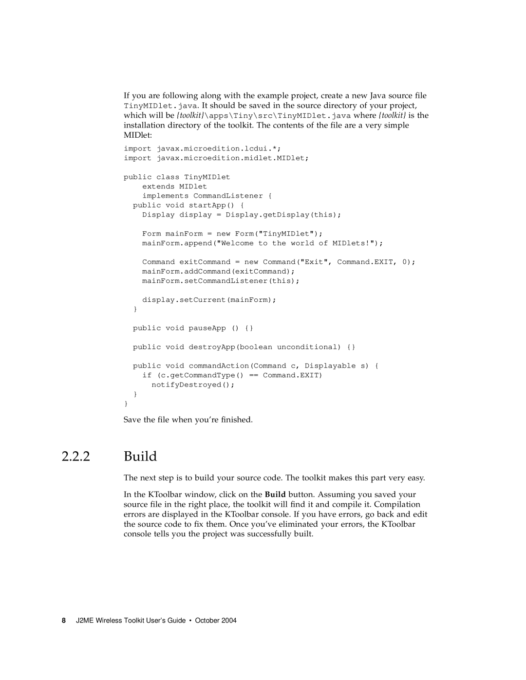 Sun Microsystems J2ME manual Build 