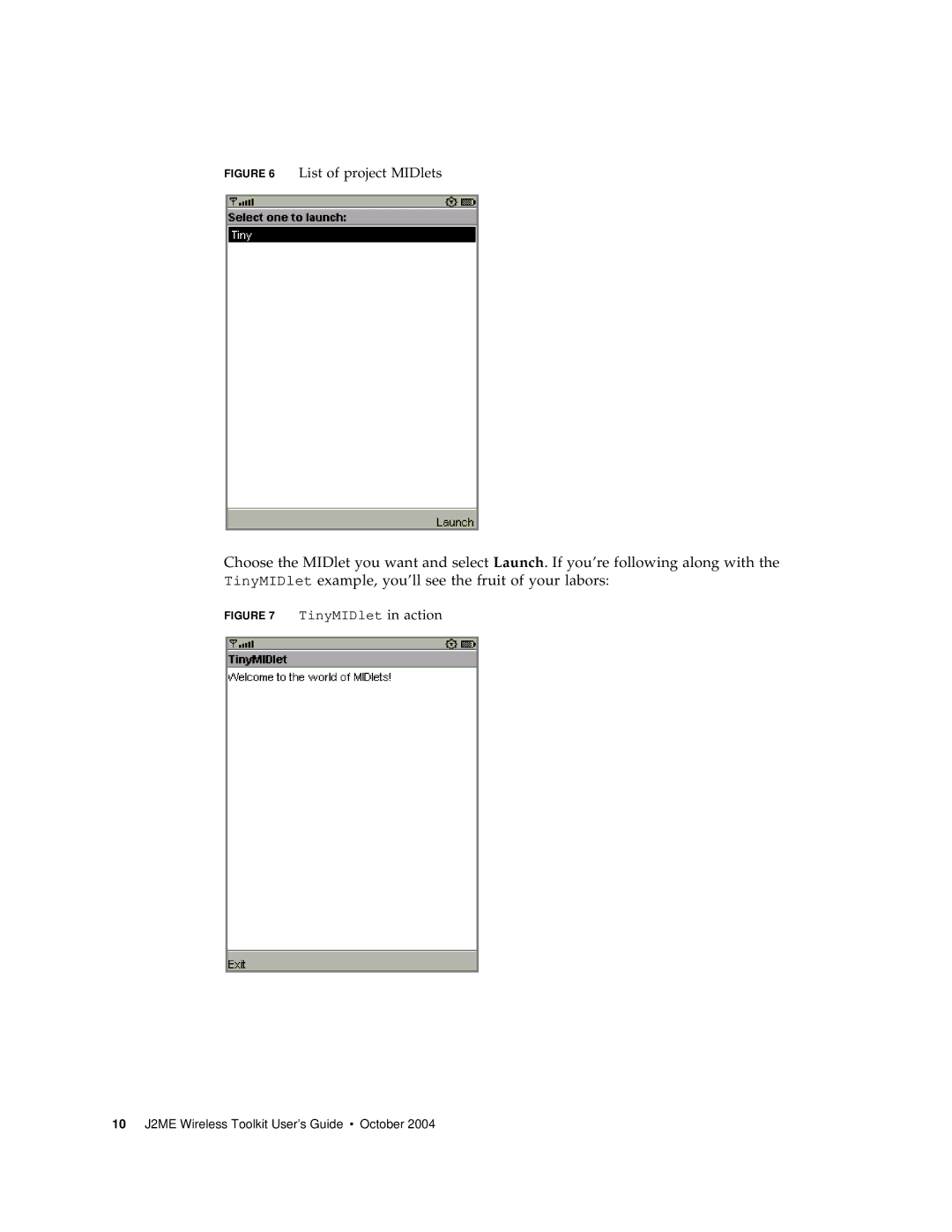 Sun Microsystems J2ME manual List of project MIDlets 