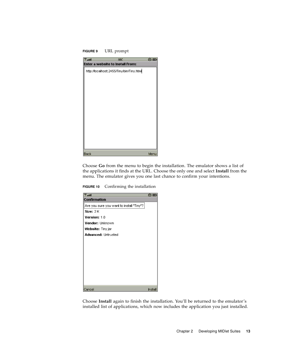 Sun Microsystems J2ME manual URL prompt 