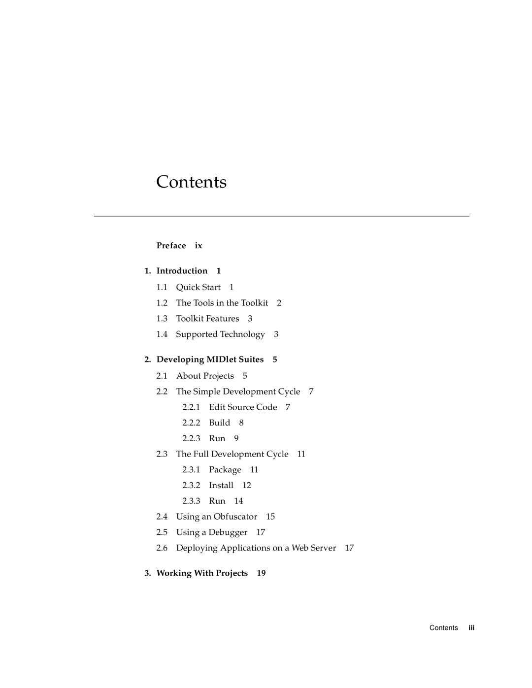 Sun Microsystems J2ME manual Contents 