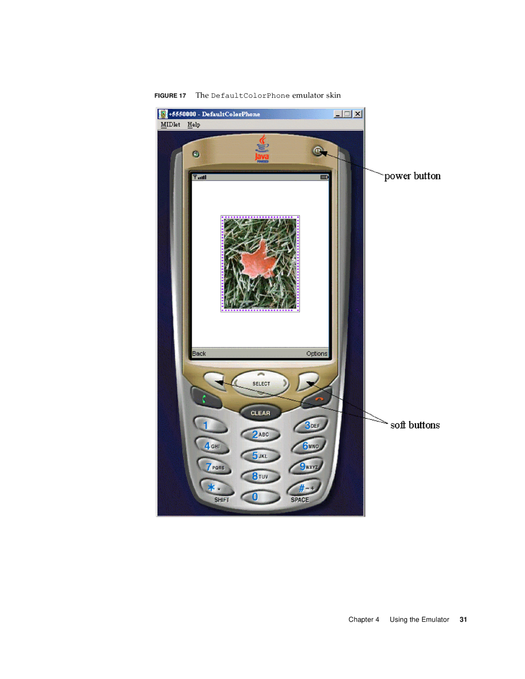 Sun Microsystems J2ME manual DefaultColorPhone emulator skin 