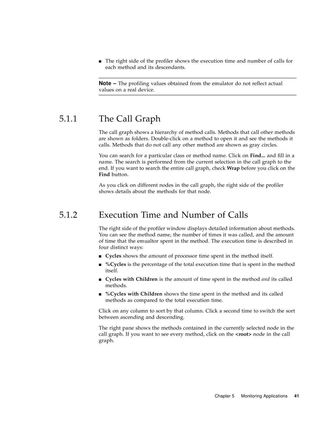 Sun Microsystems J2ME manual Call Graph, Execution Time and Number of Calls 