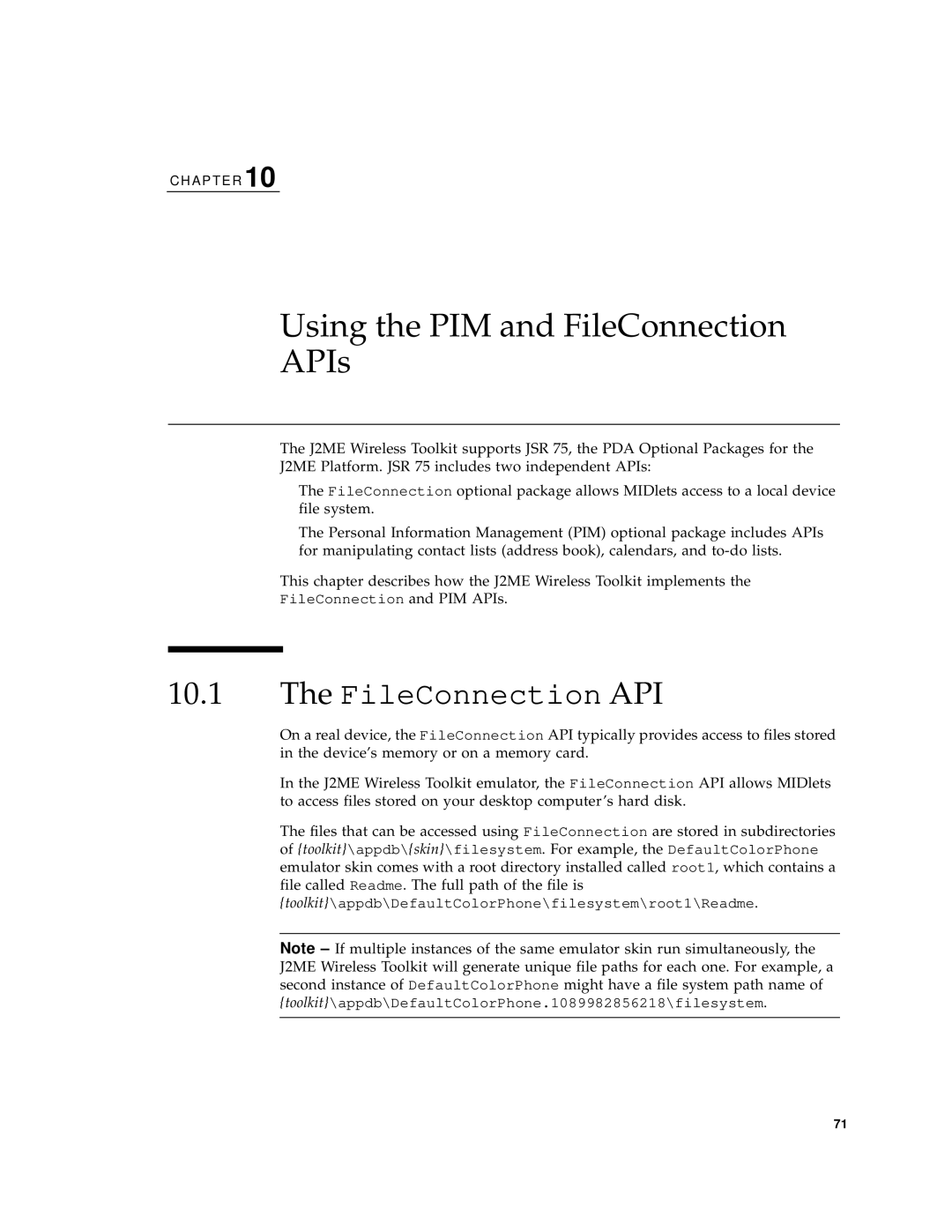 Sun Microsystems J2ME manual Using the PIM and FileConnection APIs 