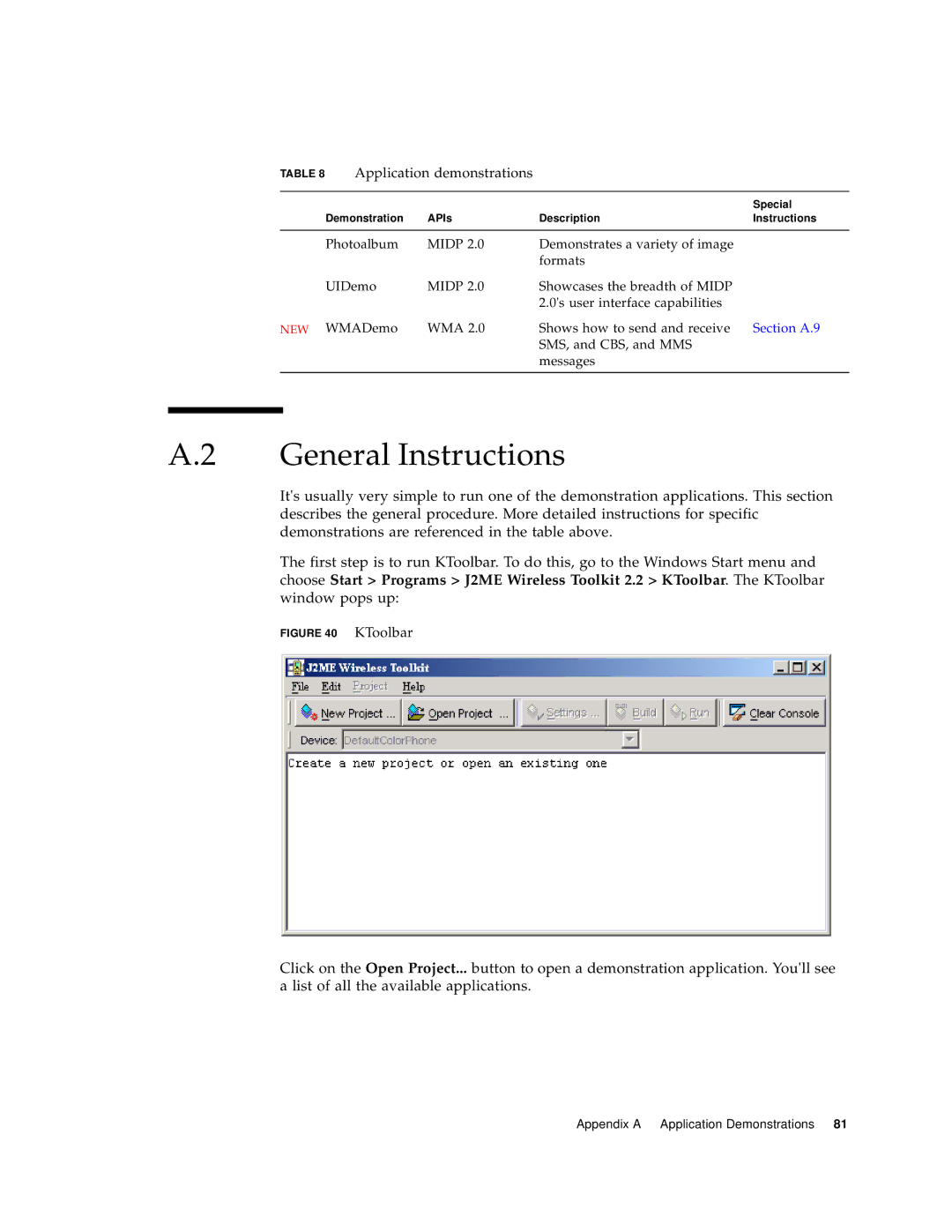 Sun Microsystems J2ME manual General Instructions, KToolbar 