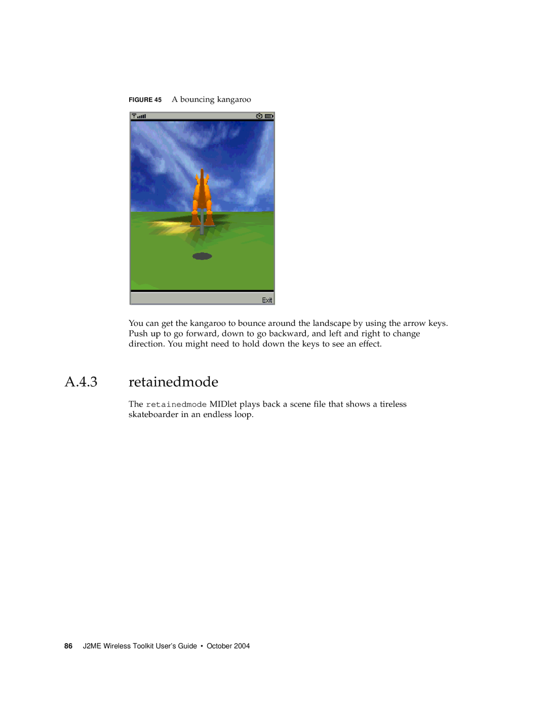 Sun Microsystems J2ME manual Retainedmode, Bouncing kangaroo 