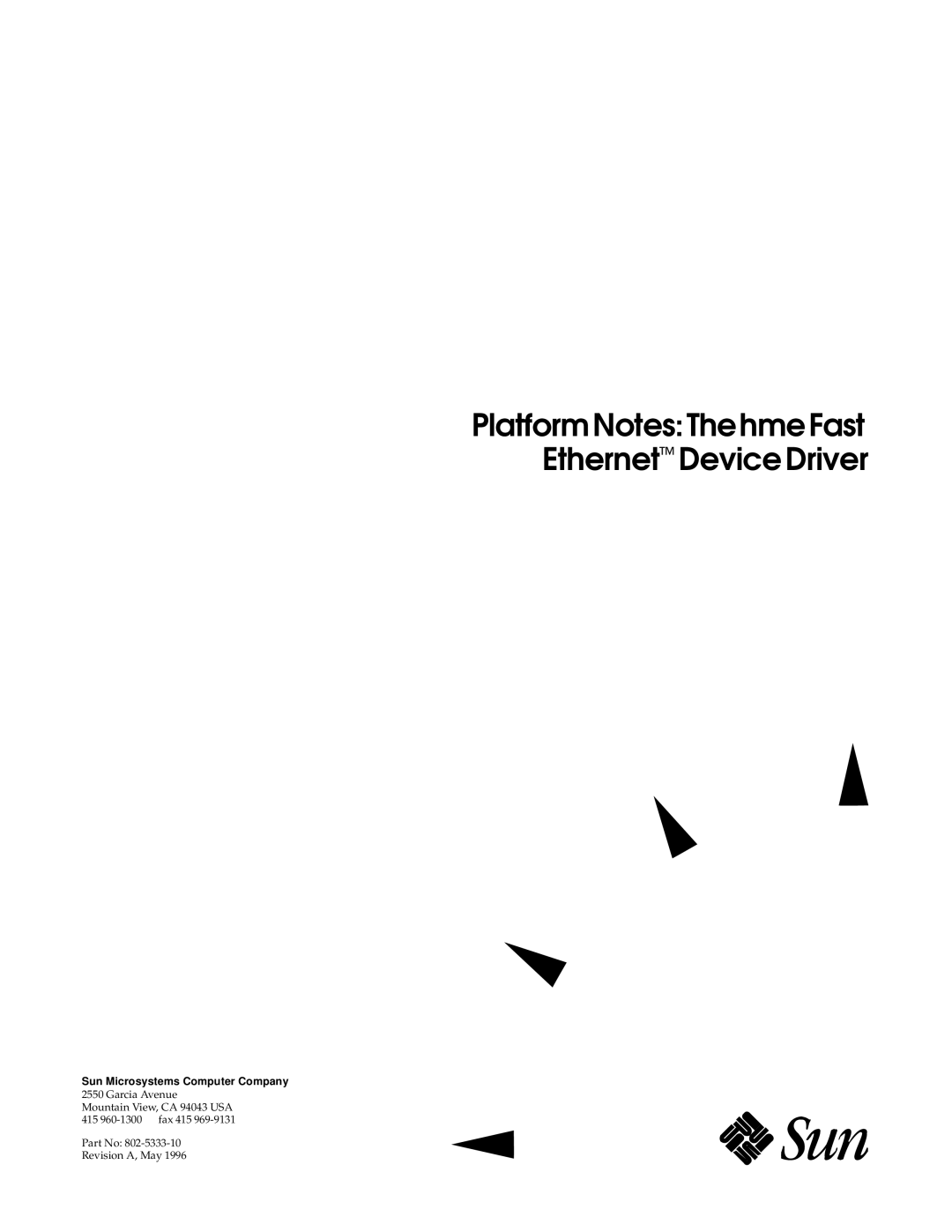 Sun Microsystems none manual PlatformNotesThehmeFast Ethernet Device Driver 