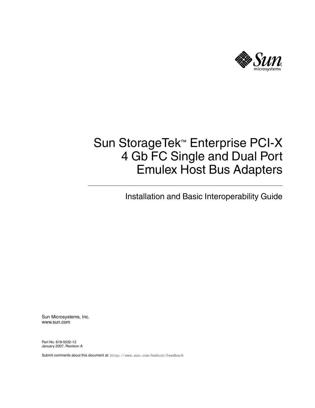 Sun Microsystems PCI-X manual Installation and Basic Interoperability Guide 