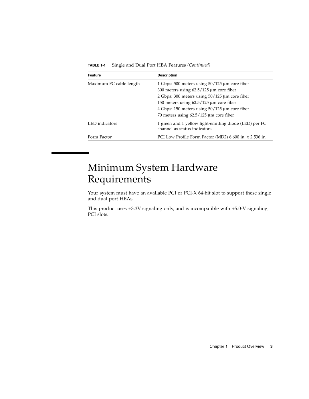 Sun Microsystems PCI-X manual Minimum System Hardware Requirements 