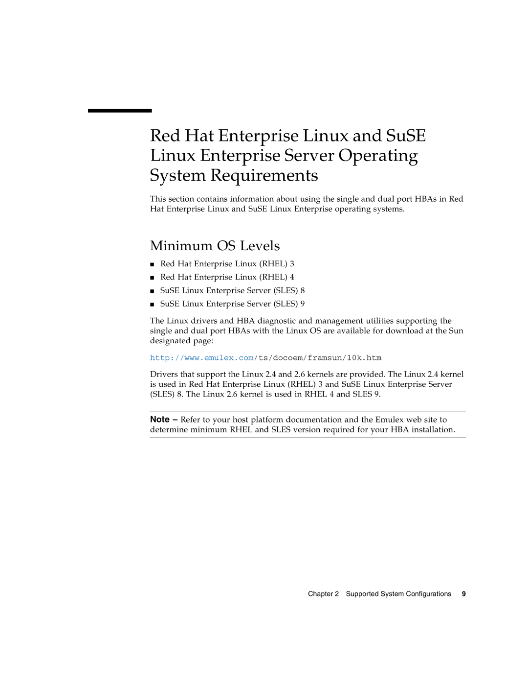 Sun Microsystems PCI-X manual Minimum OS Levels 