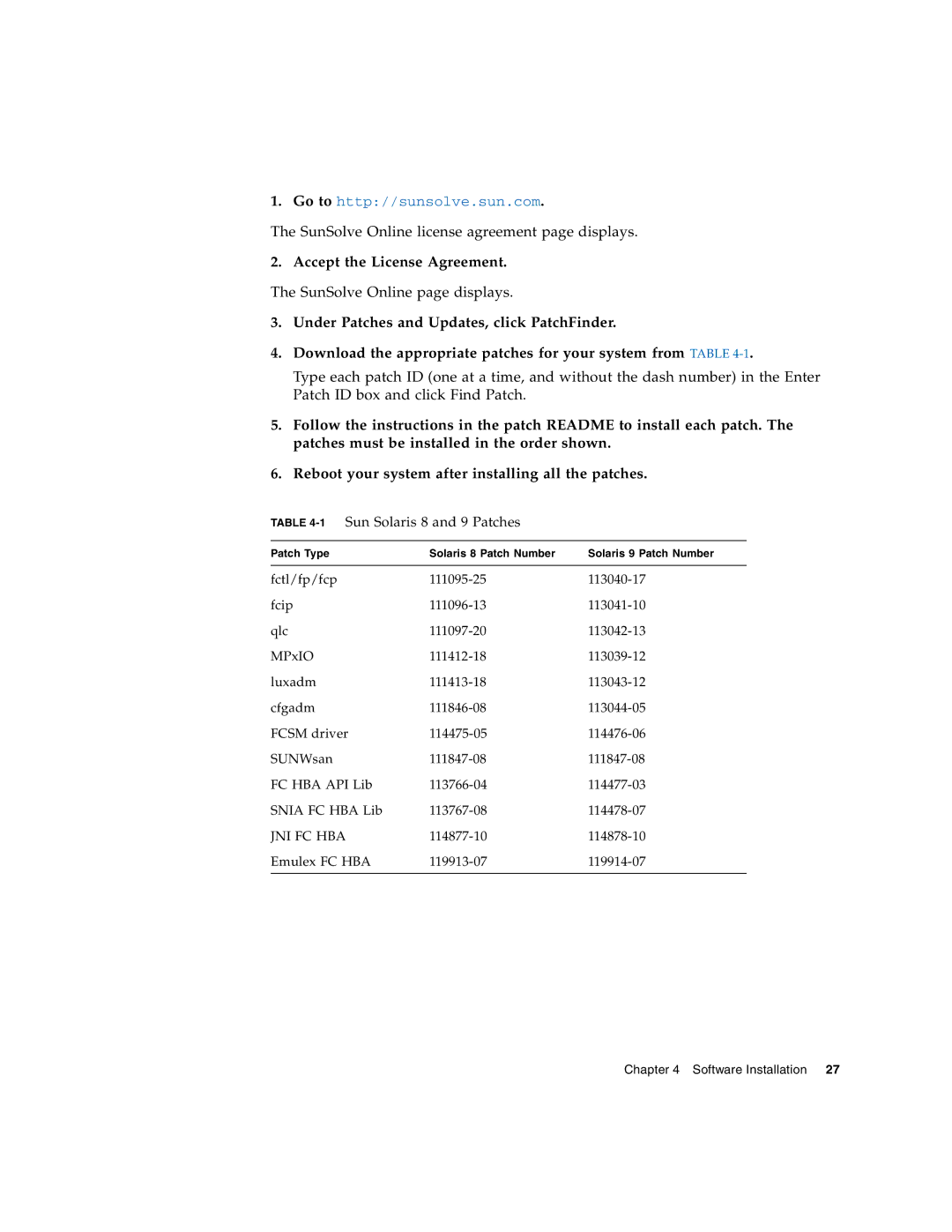 Sun Microsystems PCI-X manual SunSolve Online license agreement page displays 