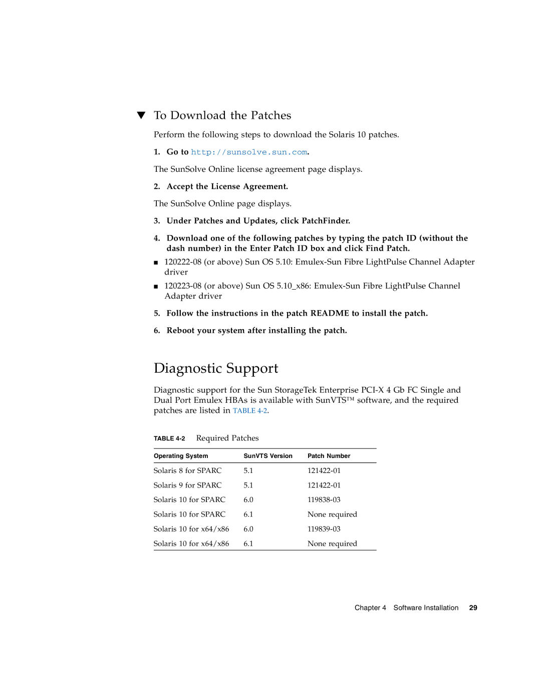 Sun Microsystems PCI-X manual Diagnostic Support, To Download the Patches 