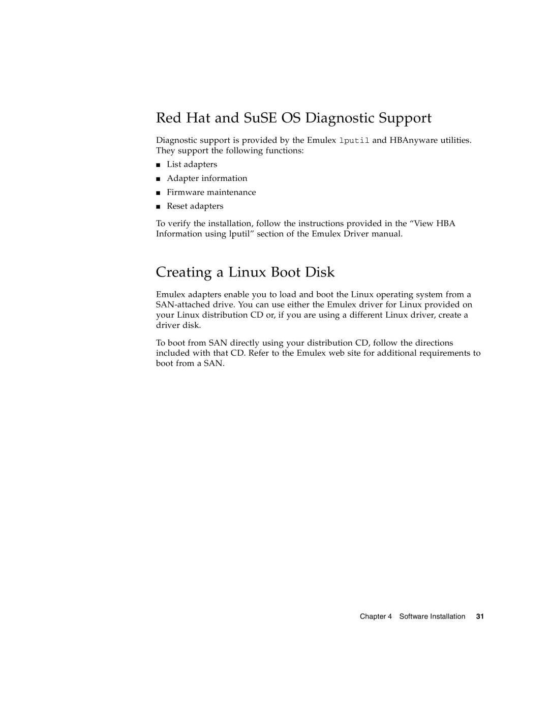 Sun Microsystems PCI-X manual Red Hat and SuSE OS Diagnostic Support, Creating a Linux Boot Disk 