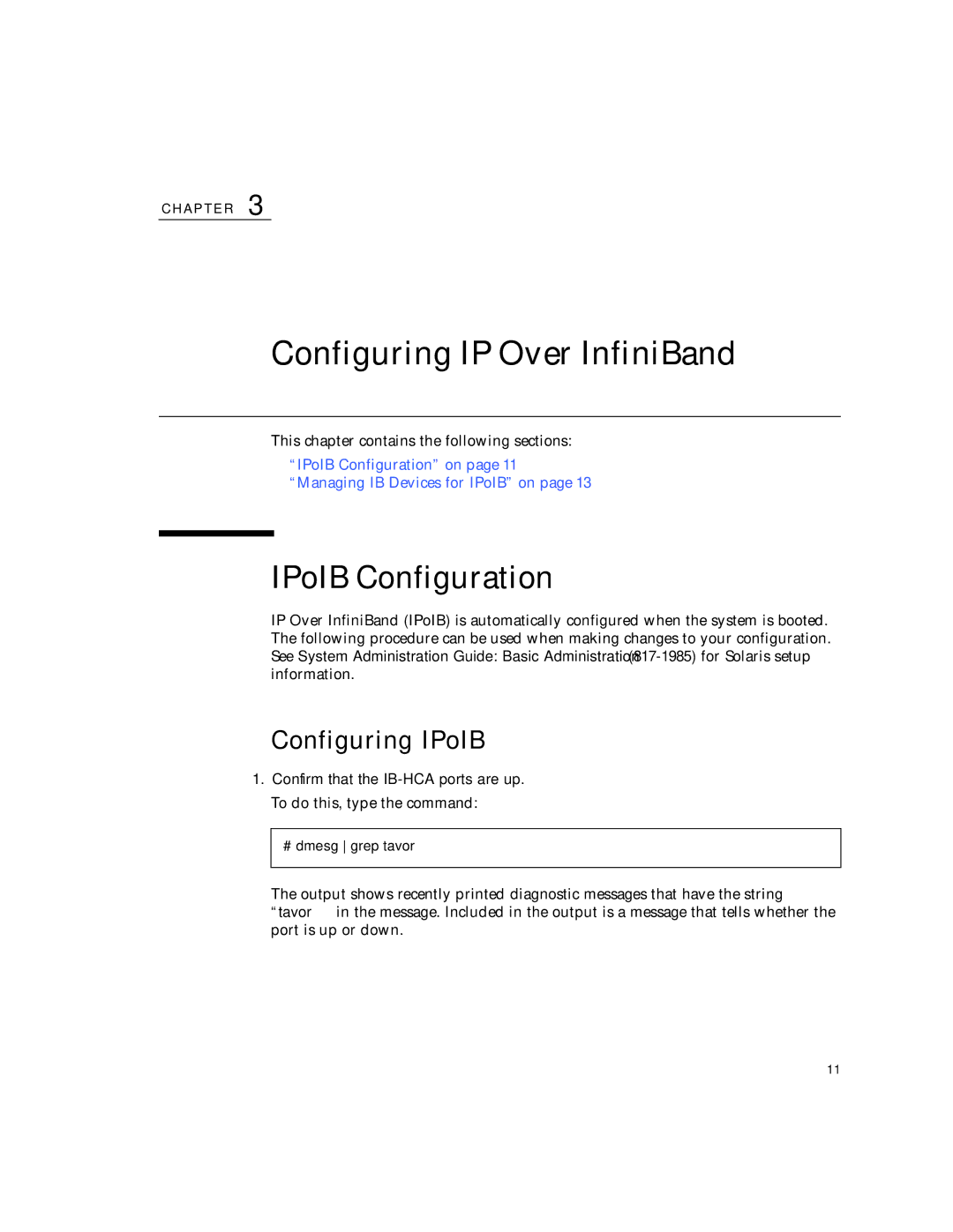 Sun Microsystems PCI manual Configuring IP Over InfiniBand, IPoIB Configuration, Configuring IPoIB 