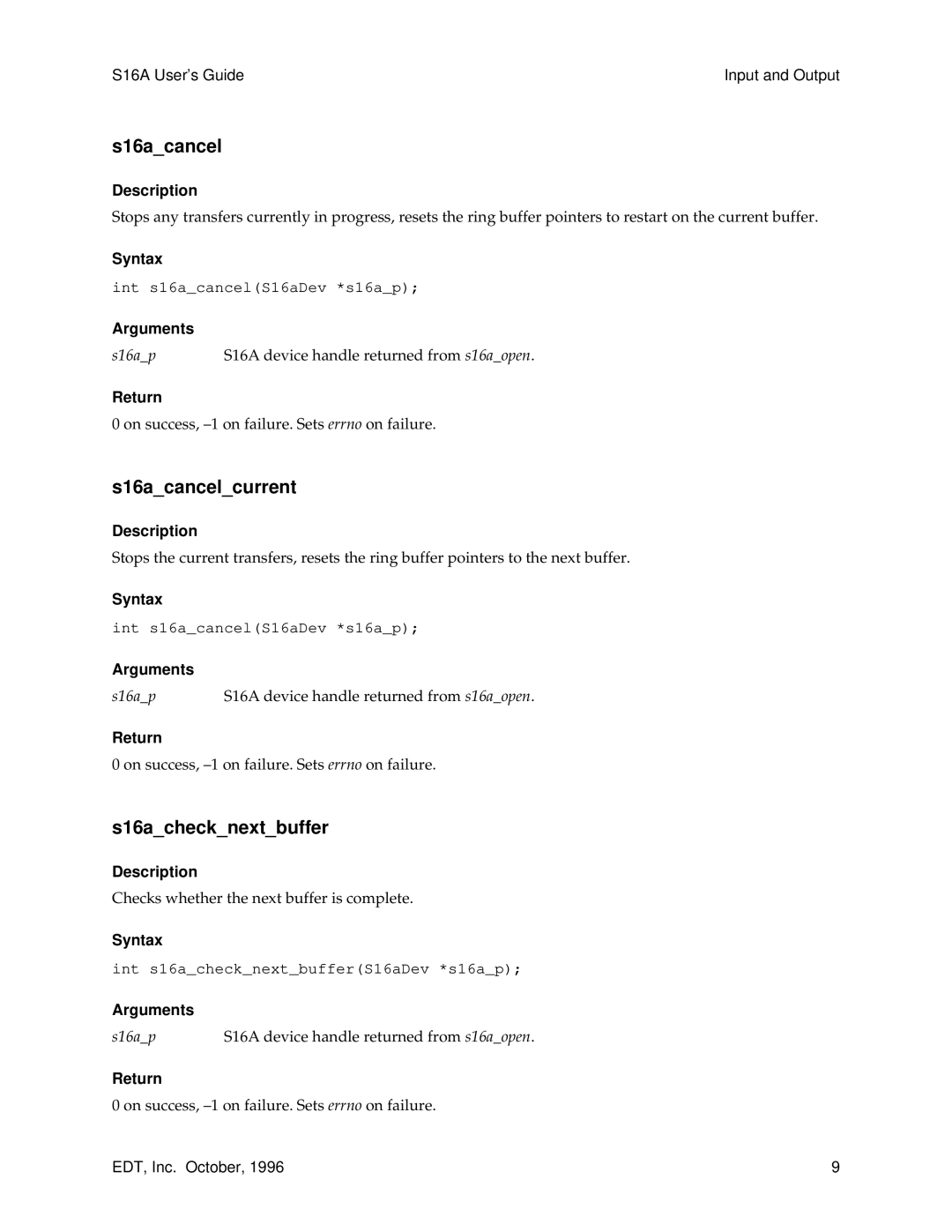 Sun Microsystems S16A manual S16acancelcurrent, S16achecknextbuffer 
