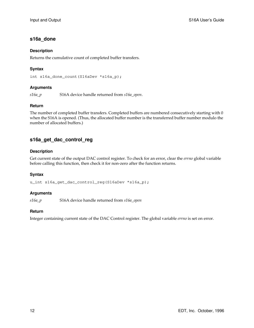 Sun Microsystems S16A manual S16adone, S16agetdaccontrolreg 