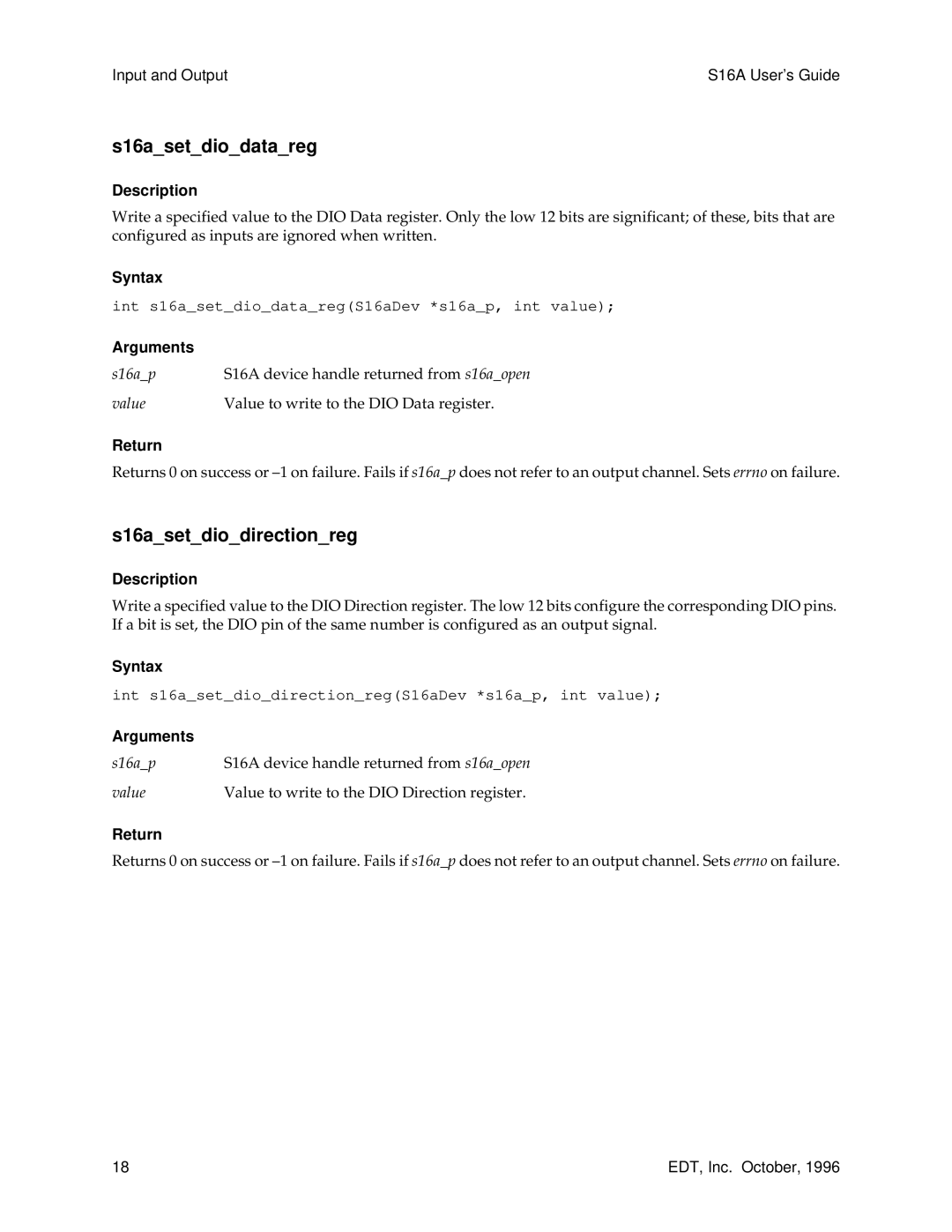 Sun Microsystems S16A manual S16asetdiodatareg, S16asetdiodirectionreg 