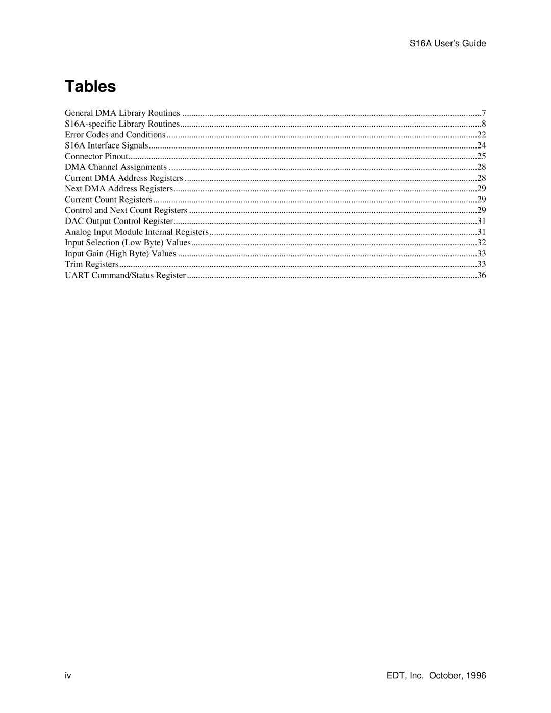 Sun Microsystems S16A manual Tables 