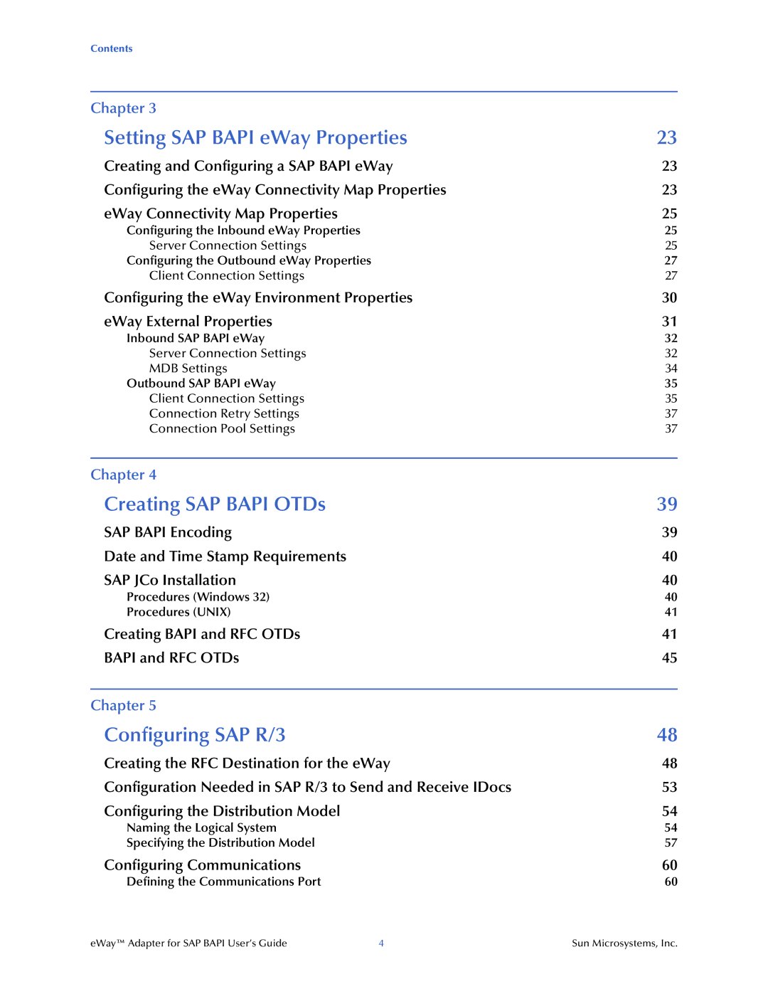 Sun Microsystems SAP BAPI manual Setting SAP Bapi eWay Properties 