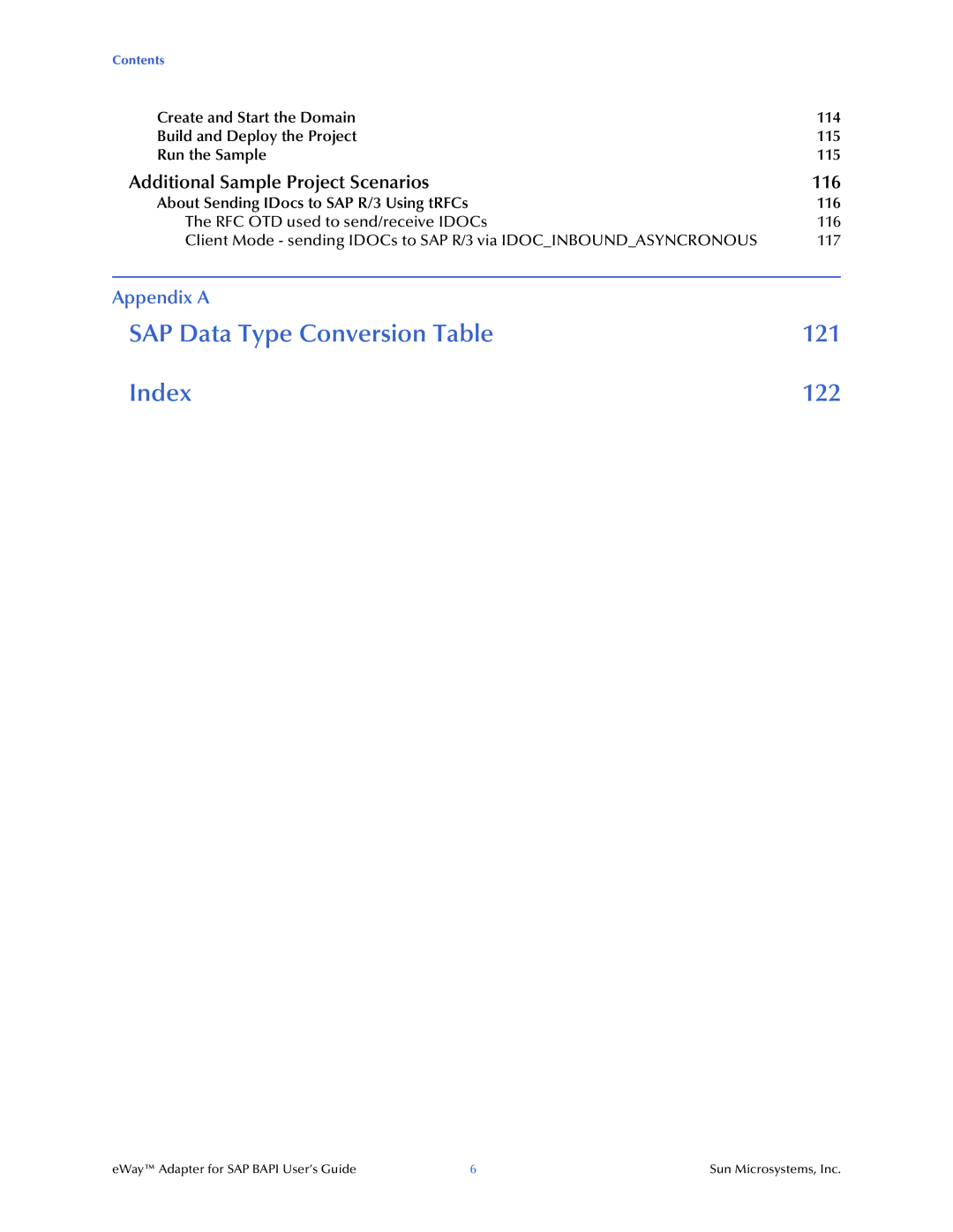 Sun Microsystems SAP BAPI manual SAP Data Type Conversion Index 122 