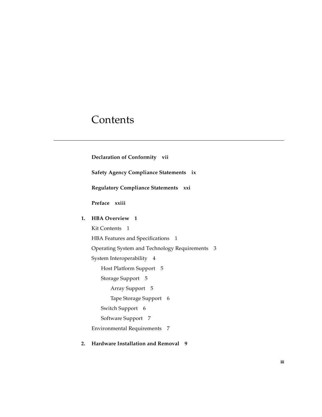 Sun Microsystems SG-XPCIE2FCGBE-E-Z manual Contents 