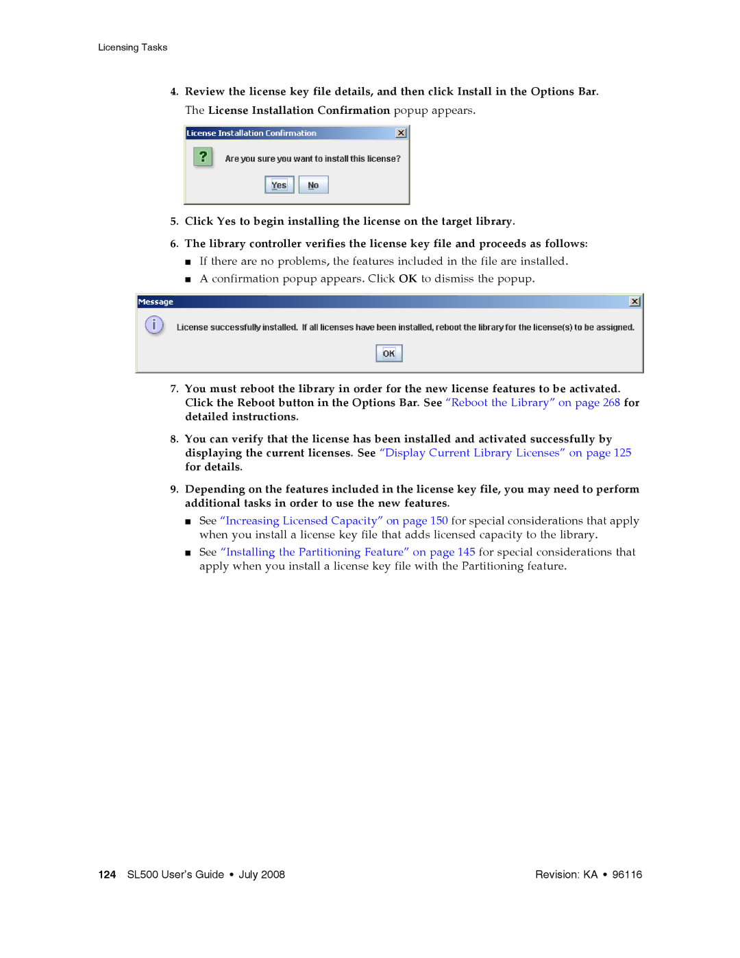 Sun Microsystems manual 124 SL500 User’s Guide July Revision KA 