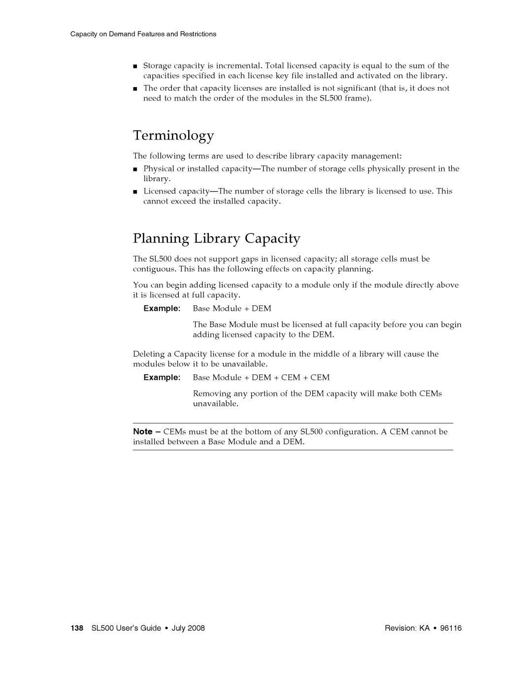 Sun Microsystems SL500 manual Terminology, Planning Library Capacity 