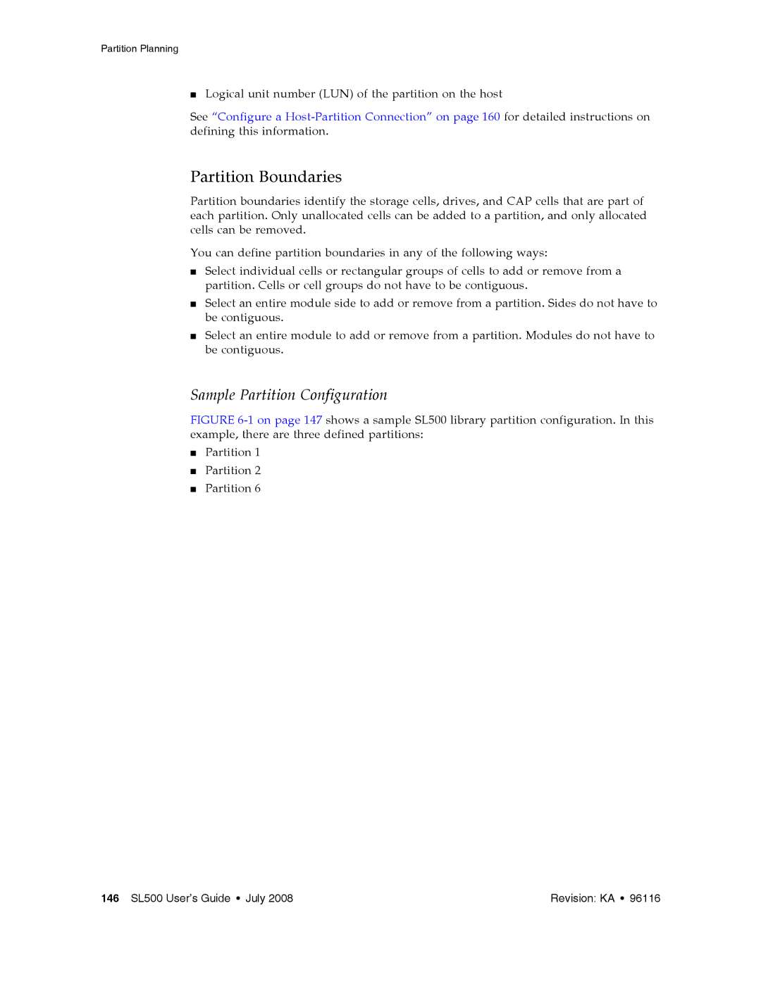 Sun Microsystems SL500 manual Partition Boundaries 